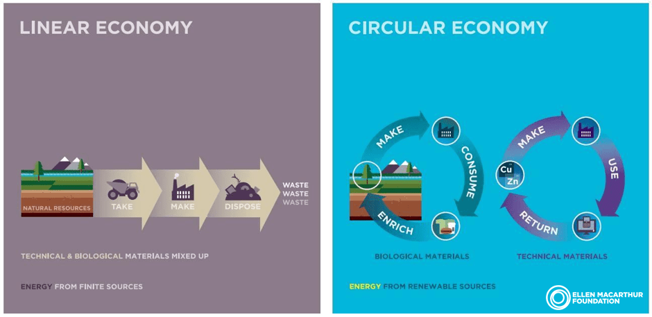 Circular economy vs linear economy graph